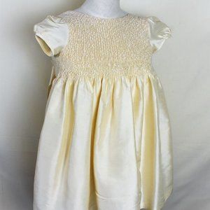 GYMBOREE Dress Girls 6 Light Yellow Silk Short Sleeve Lined Zipper Tie Bow